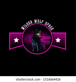 wilder wolf space logo badge template 