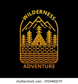 wilderness adventure monoline vector illustration