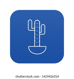 Wilderness cactus icon blue vector isolated on white background