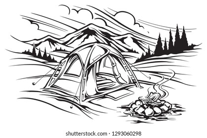 Wilderness camping scene