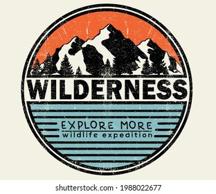 Wilderness Explore Vector Print Design Mountain Stock Vector (Royalty ...