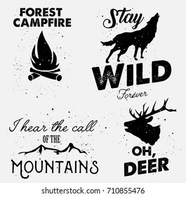 Wilderness hipster badges set vector