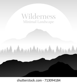 wilderness minimal landscape vector with copy space