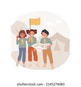 Wilderness Survival Camp Isolated Cartoon Vector Illustration. Scouts Summer Camp, Survival Skill, Camping In The Woods, Learning Orienting, Backpacking, Outdoor Living Program Vector Cartoon.