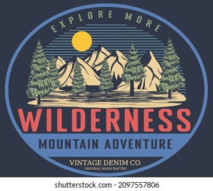 Wilderness vector graphic print design for t shirt, apparel, sticker, batch, background, poster and others.