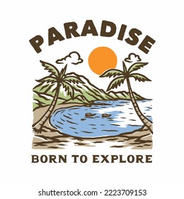 Wilderness vector t shirt graphic design. Beach vintage artwork for apparel, sticker, batch, background, poster and others.