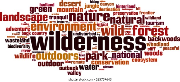 Wilderness word cloud concept. Vector illustration