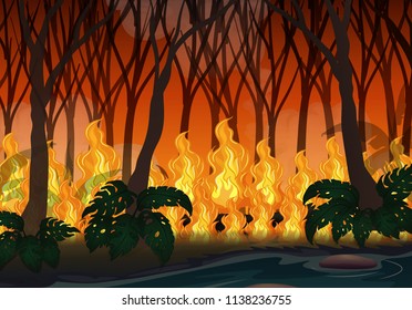 Wildfire Disaster in Big Forest illustration