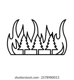 Wildfire disaster icon Black and white logo