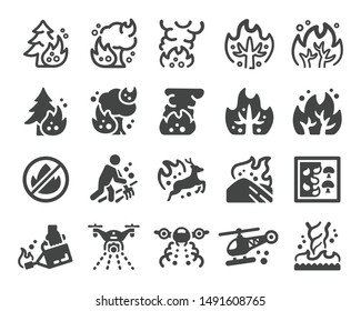 Wildfire And Fire Disaster Icon Set,vector And Illustration