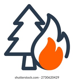 Wildfire forest fire burning trees disaster icon