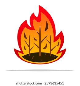 Wildfire forest fire vector isolated illustration