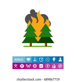 Wildfire in forest vector icon