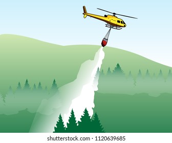 Wildfire Helicopter Dropping Water