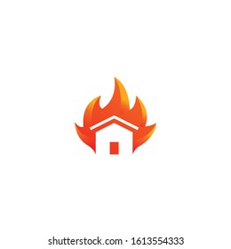 Wildfire house. Vector logo icon template