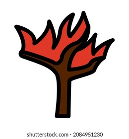 Wildfire Icon. Editable Bold Outline With Color Fill Design. Vector Illustration.