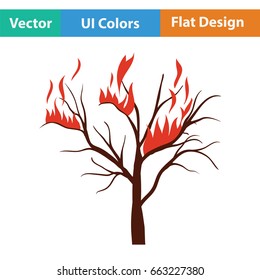 Wildfire icon. Flat color design. Vector illustration.