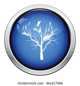 Wildfire icon. Glossy button design. Vector illustration.