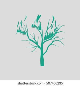 Wildfire icon. Gray background with green. Vector illustration.