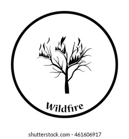 Wildfire icon. Thin circle design. Vector illustration.