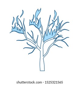 Wildfire Icon. Thin Line With Blue Fill Design. Vector Illustration.