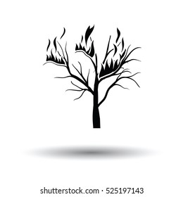 Wildfire icon. White background with shadow design. Vector illustration.