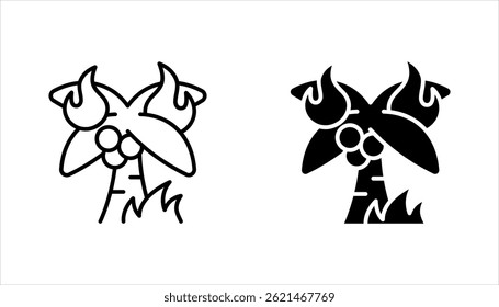 wildfire icons set in thin line style, forest fire icon set vector illustration on white background
