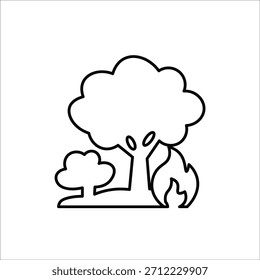 Iconos de incendios forestales. Ilustración de Vector de línea simple