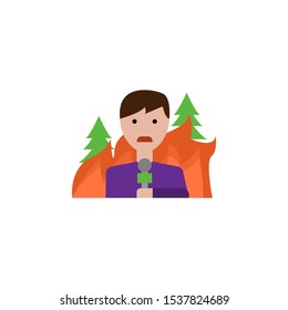 Wildfire, man, news icon. Simple line, outline vector of wildfires icons for ui and ux, website or mobile application