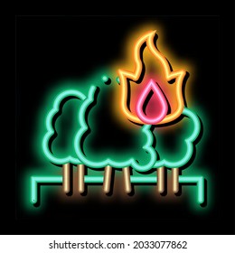 Wildfire Neon Light Sign Vector. Glowing Bright Icon Wildfire Sign. Transparent Symbol Illustration