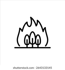 Ícone de contorno do Wildfire. Wildfire em Forest ilustração de linha preta.