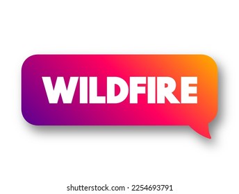 Wildfire is an unplanned fire that burns in a natural area such as a forest, text concept message bubble