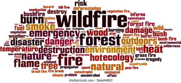Wildfire word cloud concept. Vector illustration