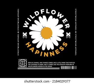 wildflower aesthetic graphic design for creative clothing, for streetwear and urban style t-shirts design, hoodies, etc.