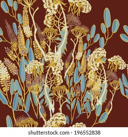 Wildflower background. Seamless vector floral pattern