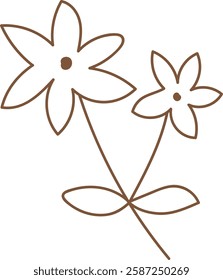 Wildflower Branch Line Hand Drawn Vector Illustration