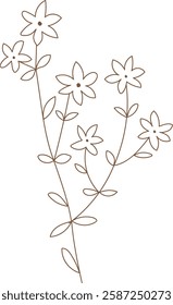 Wildflower Branch Line Hand Drawn Vector Illustration