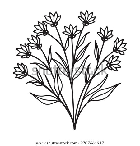 Wildflower cluster silhouette vector icon