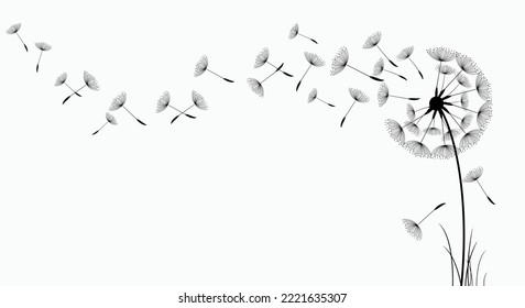Wildflower dandelion in a vector style isolated. Vector flower for background, texture, wrapper pattern, frame or border.