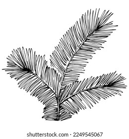 Wildblume-Tannenbaummuster in einem einzeiligen Stil. Anlage: Schwarz-Weiß-Farbnadel mit Gravur. Skizze Wildblume für Hintergrund, Textur, Wrapper-Muster, Rahmen oder Rahmen.