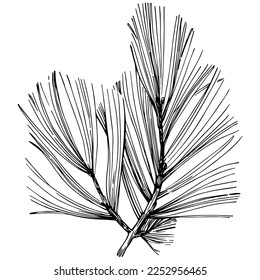 Patrón de árbol de aguja de abeja de flor silvestre en un estilo de una línea. Esquema de la planta: Aguja de arte con tinta grabada en blanco y negro. Esbozar flor silvestre para fondo, textura, patrón envolvente, marco o borde.