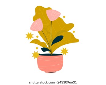 wildflower and floral nature botanical illustration vector sticker
