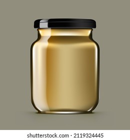 Wildflower Honey Product In Glass Jar. EPS10 Vector