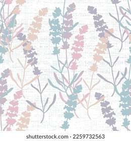 Wildflower lavender flower pattern in a one line style. Outline of the plant: Black and white engraved ink art  lavender. Sketch wild flower for background, texture, wrapper pattern, frame or border.
