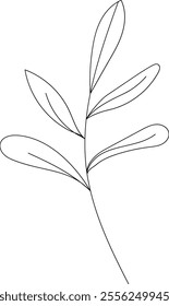 Wildflower line art. Flat isolated  hand drawn flowers. Minimalist style vector illustration