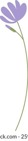 Wildflower On Stem Hand Drawn Vector Illustration