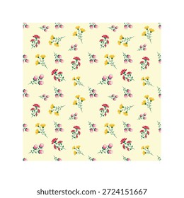 Padrão de flores silvestres com flores coloridas da primavera no fundo de creme