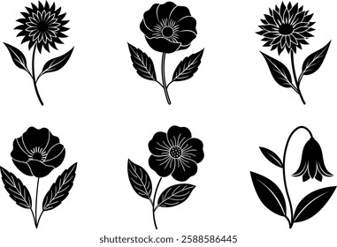Wildflower Silhouette Collection | Elegant Botanical Floral Vector Set