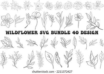 wildflower svg bundle 40 design,floral arrangement svg, svg