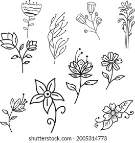 Wildflower SVG bundle hand drawing set  svg